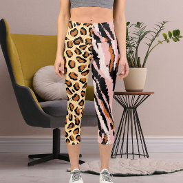 Personalisiertes Big Cat Foto Muster Wildtier Capri Leggings