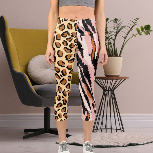 Personalisiertes Big Cat Foto Muster Wildtier Capri Leggings