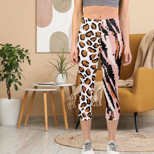 Personalisiertes Big Cat Foto Muster Wildtier Capri Leggings