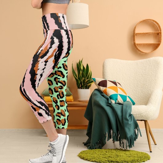 Personalisiertes Big Cat Foto Muster Wildtier Capri Leggings
