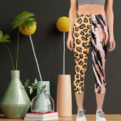 Personalisiertes Big Cat Foto Muster Wildtier Capri Leggings