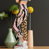 Personalisiertes Big Cat Foto Muster Wildtier Capri Leggings