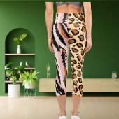 Personalisiertes Big Cat Foto Muster Wildtier Capri Leggings