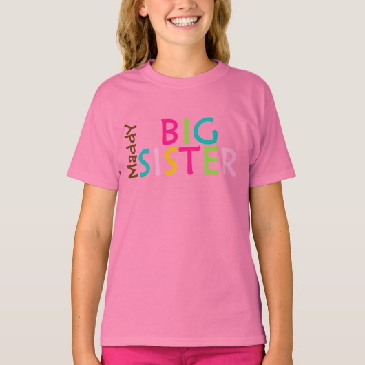 Personalisiertes Big Sister Girls Ringer Tee Shirt (Vorderseite)