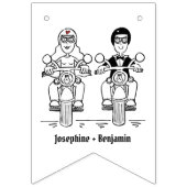 Personalisiertes Biker Couple Wedding Jubiläum Wimpelkette (Erste Fahne)