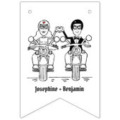 Personalisiertes Biker Couple Wedding Jubiläum Wimpelkette (Dritte Fahne)