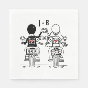 Personalisiertes Biker-Hochzeitspapier Serviette