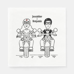 Personalisiertes Biker-Hochzeitspapier Serviette