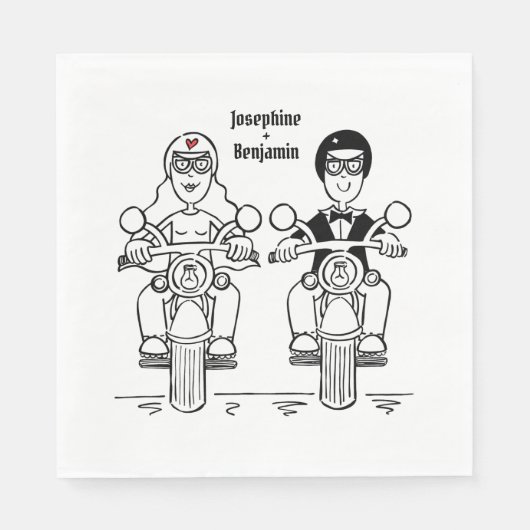 Personalisiertes Biker-Hochzeitspapier Serviette (Vorderseite)