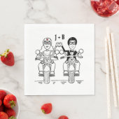 Personalisiertes Biker-Hochzeitspapier Serviette (Beispiel)