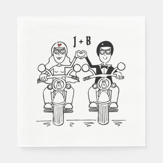 Personalisiertes Biker-Hochzeitspapier Serviette (Vorderseite)