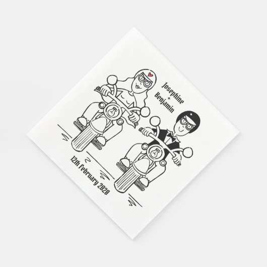 Personalisiertes Biker-Hochzeitspapier Serviette (Ecke)