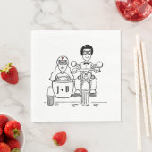 Personalisiertes Biker-Hochzeitspapier Serviette (Beispiel)