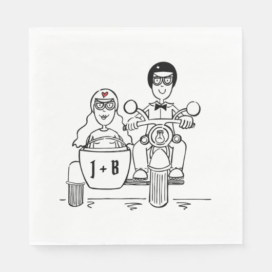 Personalisiertes Biker-Hochzeitspapier Serviette (Vorderseite)