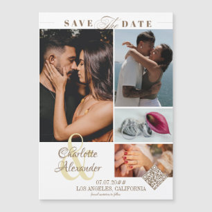Personalisiertes Bild 4 Foto-Collage Save the Date Magneteinladung