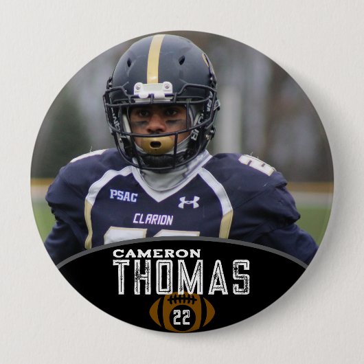 Personalisiertes Bild Fußballspieler Name Nummer Button (Vorderseite)