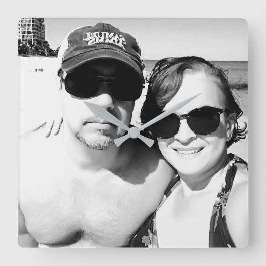 Personalisiertes Bild hinzufügen Quadratische Wanduhr (Vorderseite)