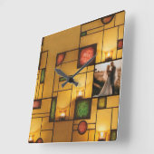 Personalisiertes Bild Multicolor Art Deco Design Quadratische Wanduhr (Winkel)