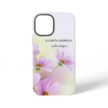 Personalisiertes Bild & rosa Wasserfarben-Blumen