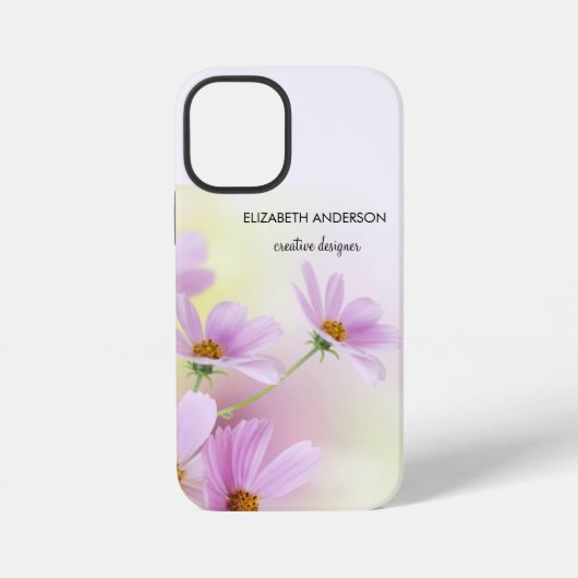 Personalisiertes Bild & rosa Wasserfarben-Blumen iPhone Hülle (Rückseite)