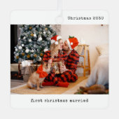 Personalisiertes Bild Unser erstes Weihnachtsfest  Ornament Aus Metall (Vorderseite)