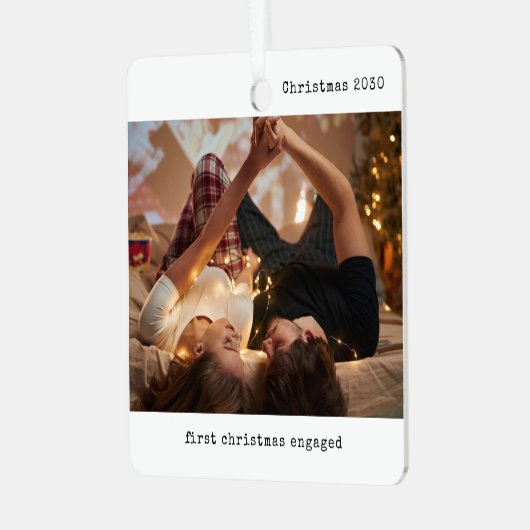 Personalisiertes Bild Unser erstes Weihnachtsfest Ornament Aus Metall (Vorderseite links)