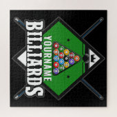 Personalisiertes Billard NAME-Queue-Regal Poolraum Puzzle (Horizontal)