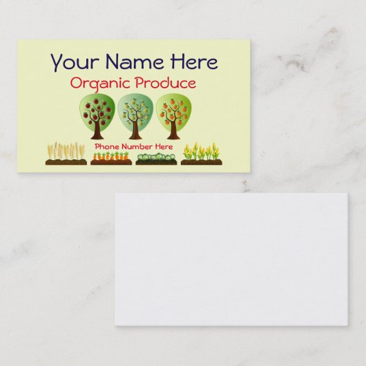 Personalisiertes Bio Landwirtschafts-Erzeugnis Visitenkarte (Vorne/Hinten)