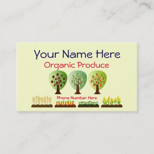 Personalisiertes Bio Landwirtschafts-Erzeugnis Visitenkarte (Vorderseite)