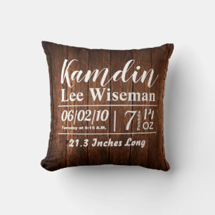 Personalisiertes Birth Pillow Barn Holz Land Rusti Kissen
