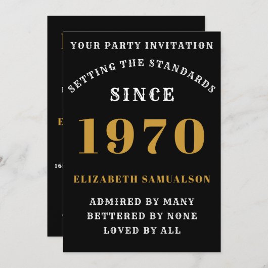 Personalisiertes BIrthday 1970 Fügen Sie Ihren Nam Einladung (Vorne/Hinten)