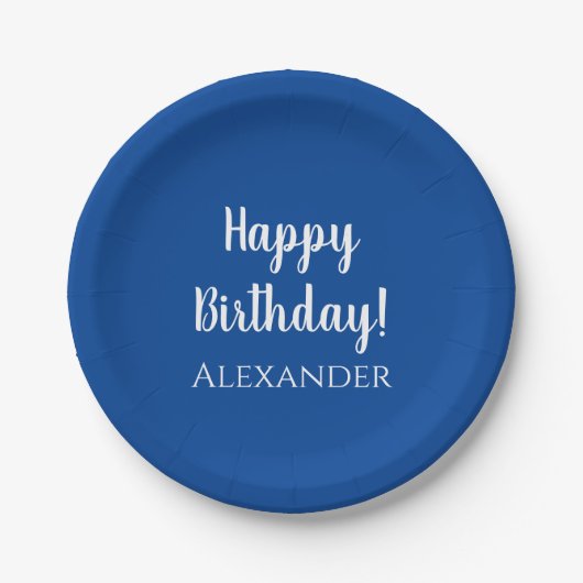 Personalisiertes Birthday Blue Party Pappteller (Vorderseite)