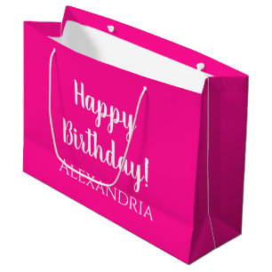 Personalisiertes Birthday Hot Pink-Gastgeschenk Große Geschenktüte
