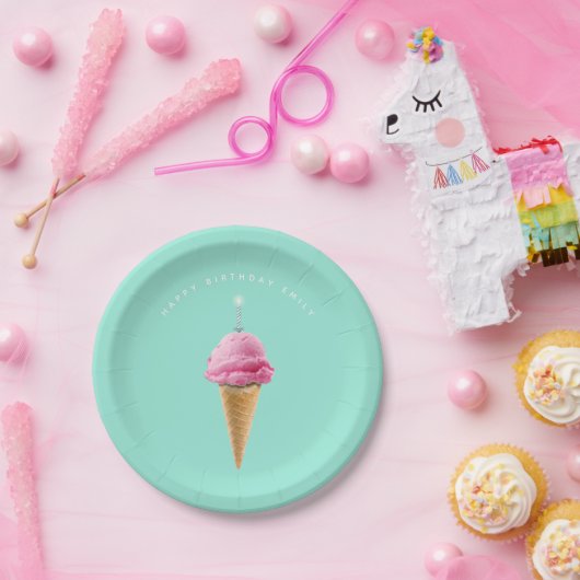 Personalisiertes Birthday Ice Creme and Cake Pappteller (Party)