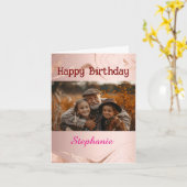 Personalisiertes Birthday Rose Goldmarmor Foto Karte (Gelbe Blume)