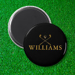 Personalisiertes Black and Gold Name Golf Clubs Ma Magnet<br><div class="desc">Personalisieren Sie den Namen in klassischer Typografie,  um ein einzigartiges Golfgeschenk zu schaffen und für jeden Golfer zu behalten. Entwickelt von Thisisnotme©</div>