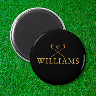 Personalisiertes Black and Gold Name Golf Clubs Ma Magnet