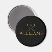 Personalisiertes Black and Gold Name Golf Clubs Ma Magnet (Vorderseite/Rückseite)