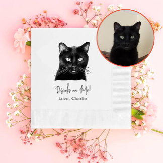 Personalisiertes Black Cat Drink auf mir Serviette