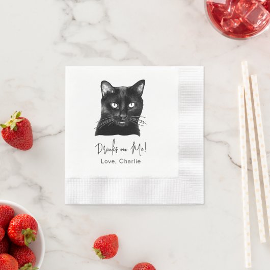 Personalisiertes Black Cat Drink auf mir Serviette (Beispiel)