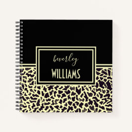 Personalisiertes Black Cream Leopard SpiralNoteboo Notizblock