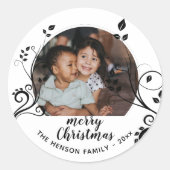 Personalisiertes Black Foliage Weihnachtsjubiläum Runder Aufkleber (Vorderseite)