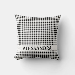Personalisiertes Black Gingham Print Pillow Bauern Kissen