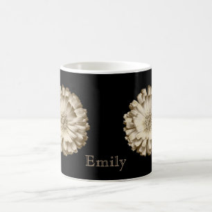 Personalisiertes Black Gold Daisy Blume Design Kaffeetasse