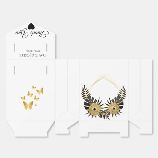 Personalisiertes Black & Gold Floral Anniversary P Geschenkschachtel (Ungefaltet)