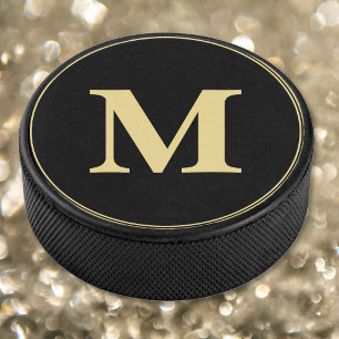Personalisiertes Black Gold Mit Monogramm Player T Eishockey Puck