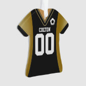 Personalisiertes Black/Gold Soccer Jersey Ornament (Vorderseite)