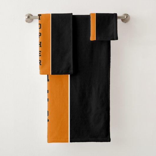 Personalisiertes Black Orange Strip Badetuch Set (Insitu)