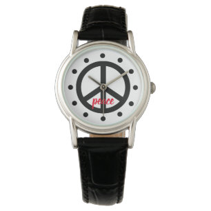 Personalisiertes Black Peace Symbol Armbanduhr