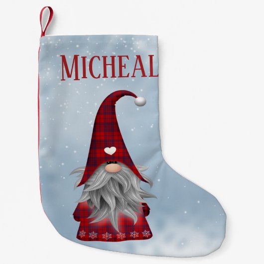 Personalisiertes Black & Red Buffalo Karierter Url Kleiner Weihnachtsstrumpf (Vorderseite)